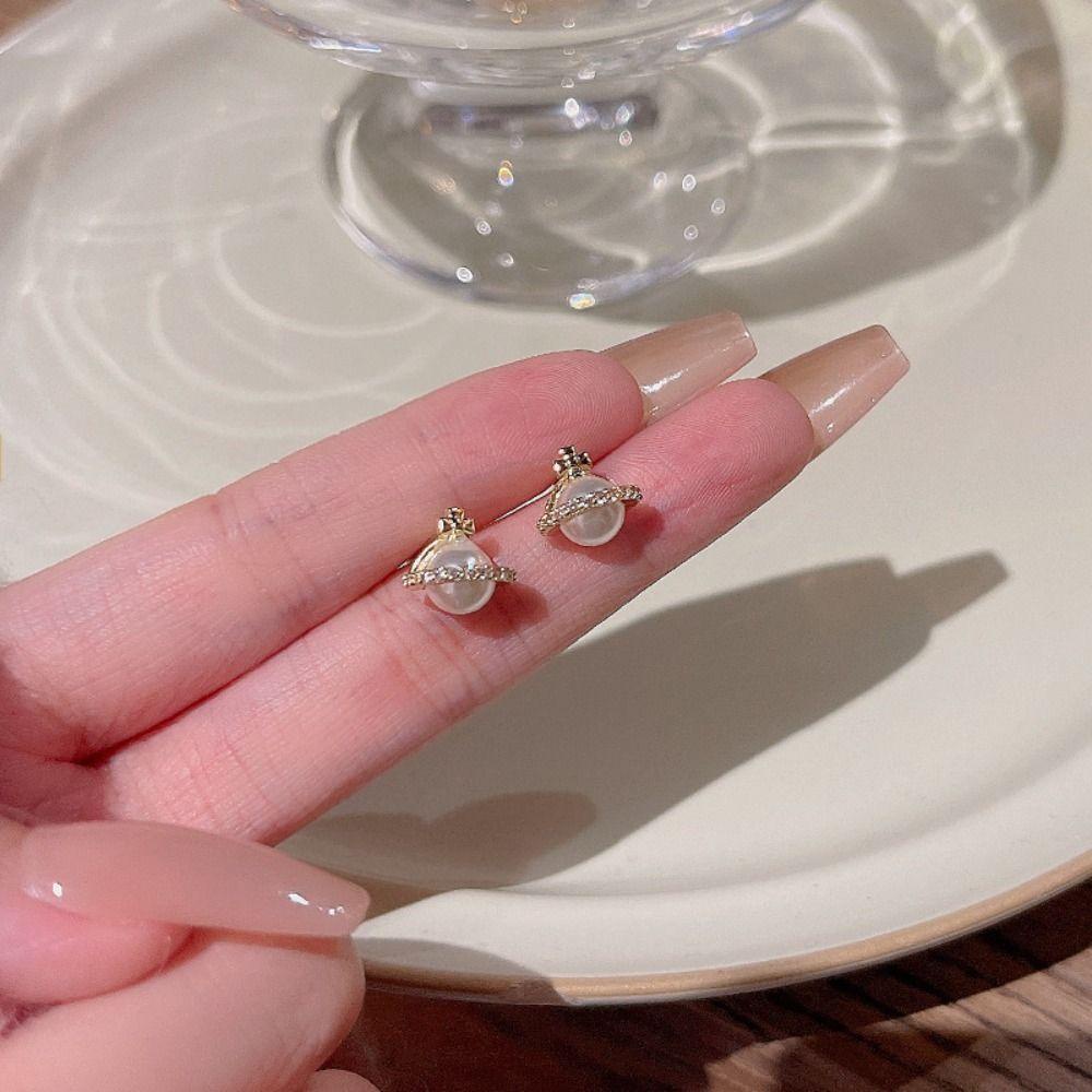 LOMBARD Bông Tai Hình Trái Tim Hành Tinh Phong Cách Retro Thời Trang Sang Trọng