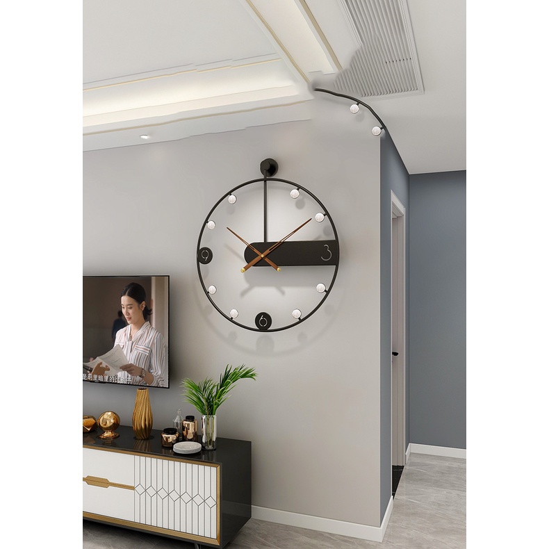 Đồng Hồ Treo Tường Hình Tròn Cỡ Lớn Kiểu Bắc Âu Sáng Tạo Thời Trang