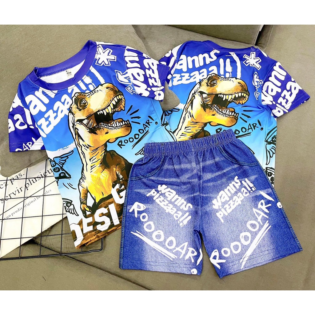 [8-12Kg] Bộ đồ bé Trai quần Lửng in hình 3D HOT TREND chất vải dày mịn thoáng mát được các bé yêu thích BTL01