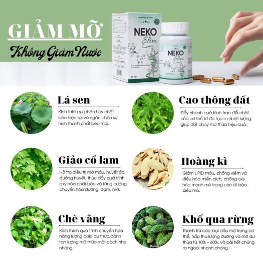 Hộp Giảm Cân NEKO SLIM Hộp 60v Giúp Giảm Cân Cấp Tốc Giảm Béo Giảm Mỡ Bụng Nhanh Và An Toàn