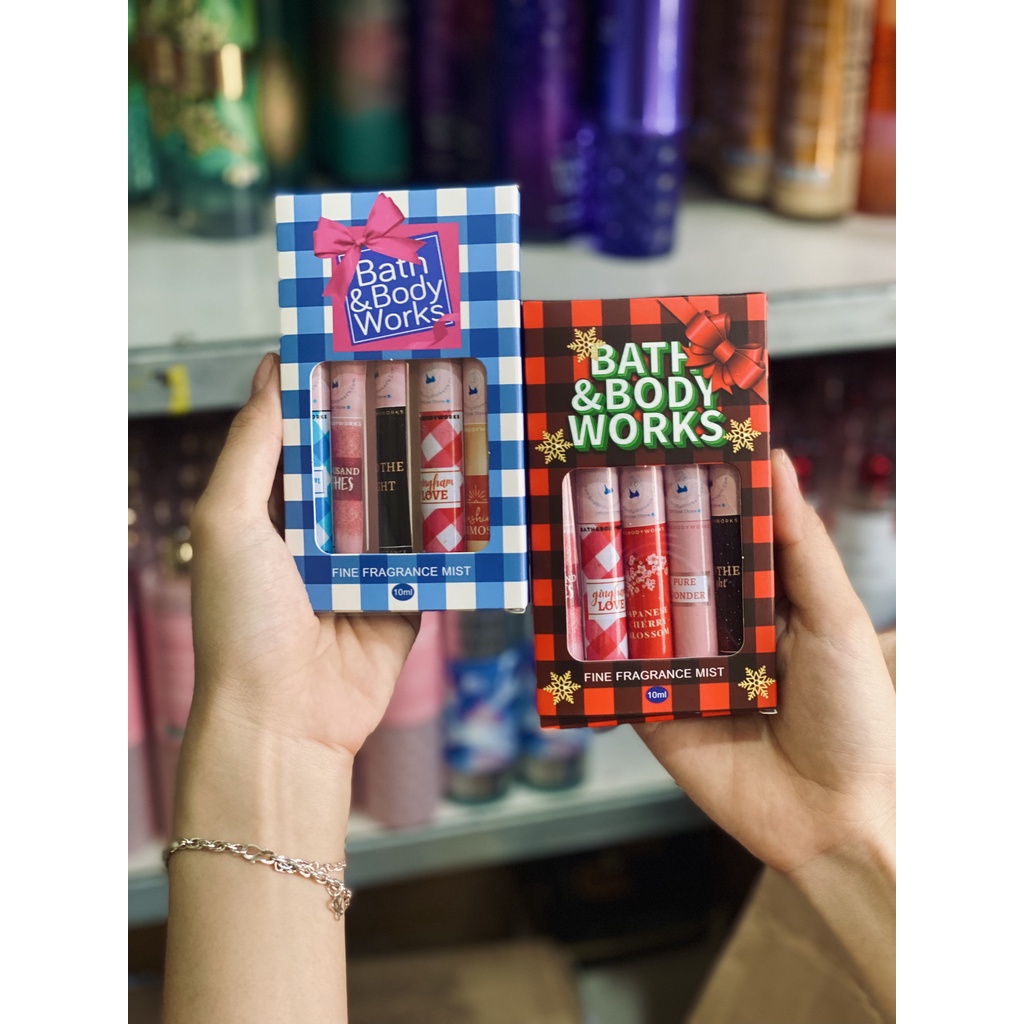 [Hàng Chính Hãng] Set 5 mùi Hot Best Seller Body Mist Bath &amp; Body Works 5x10ml Chai Thuỷ Tinh