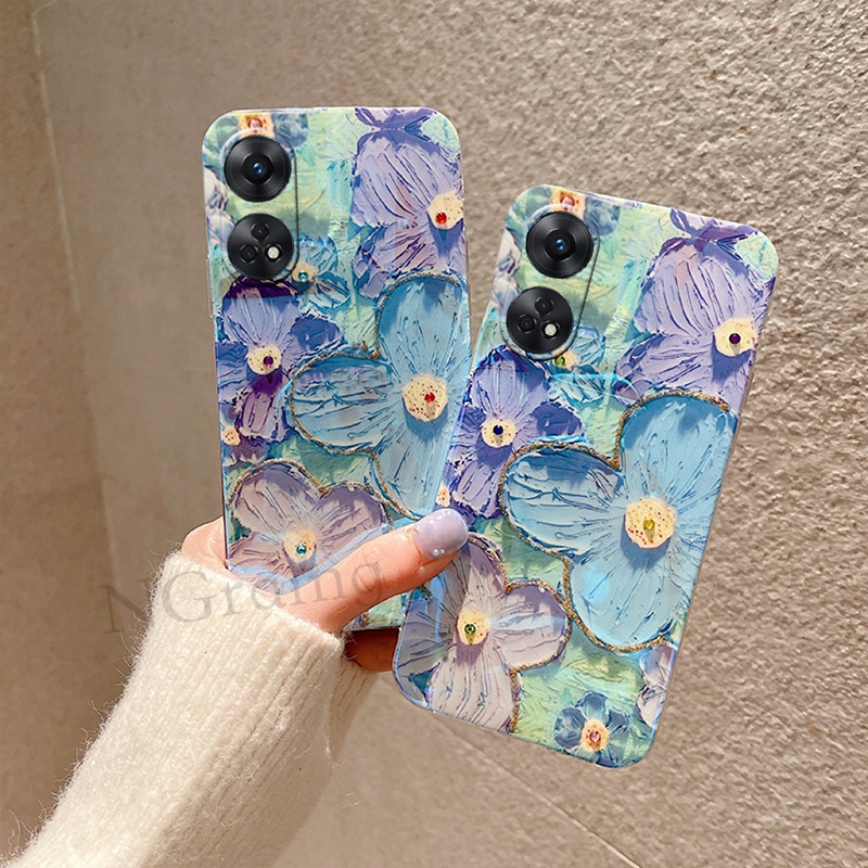 Ốp Điện Thoại Mới Cho OPPO Reno 8T 5G / Reno8 T 4G / Reno8T INS Tranh Sơn Dầu Hoa Silicon Bảo Vệ Mềm
