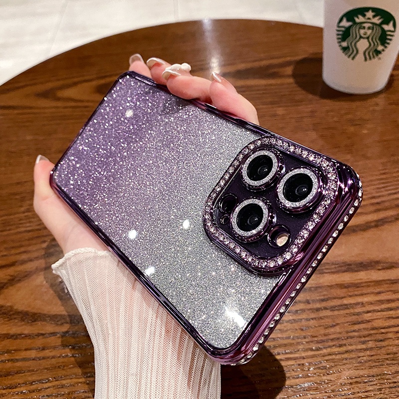 Ốp Điện Thoại iPhone 14 13 12 Pro max 14 plus case ốp lưng điện thoại i phone 14 13 12 promax Dẻo Mạ Kim Cương Lấp Lánh Sang Trọng Chống Sốc Bảo Vệ camera Cho iP 12 13 14 Pro max 14plus