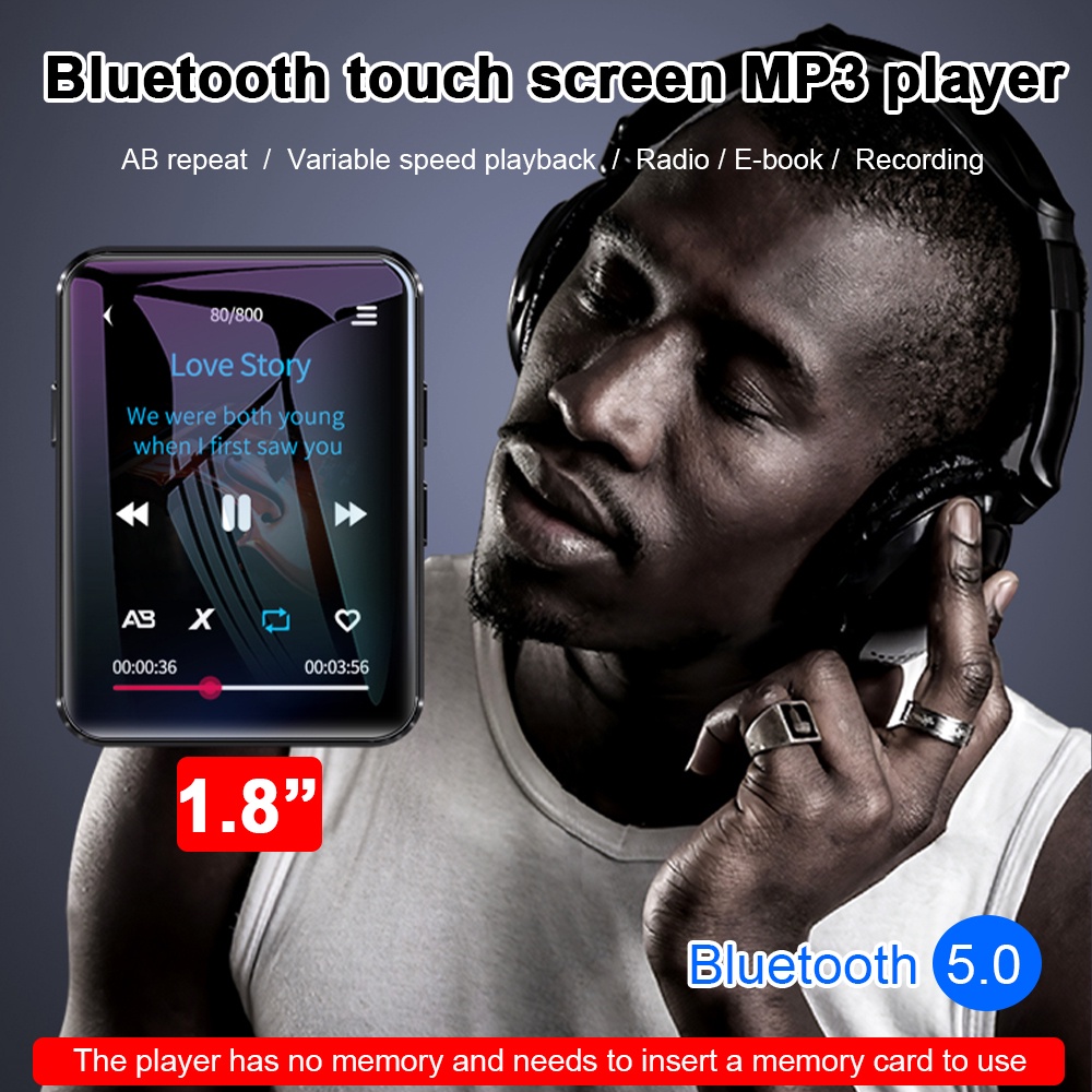 Máy nghe nhạc Mp3 VIRWIR màn hình cảm ứng thẻ nhớ SD MP4 bluetooth FM Radio E-book chuyên dụng