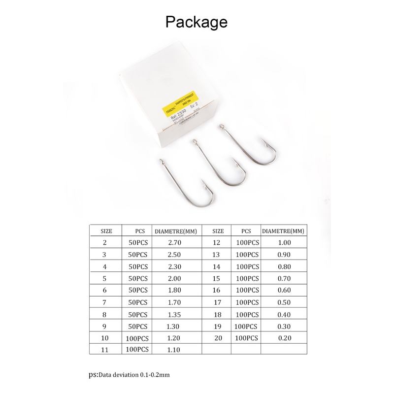 Hộp 100 Lưỡi Câu Cá Thép Carbon Cao Cấp FTK 2330 # 10#-20#