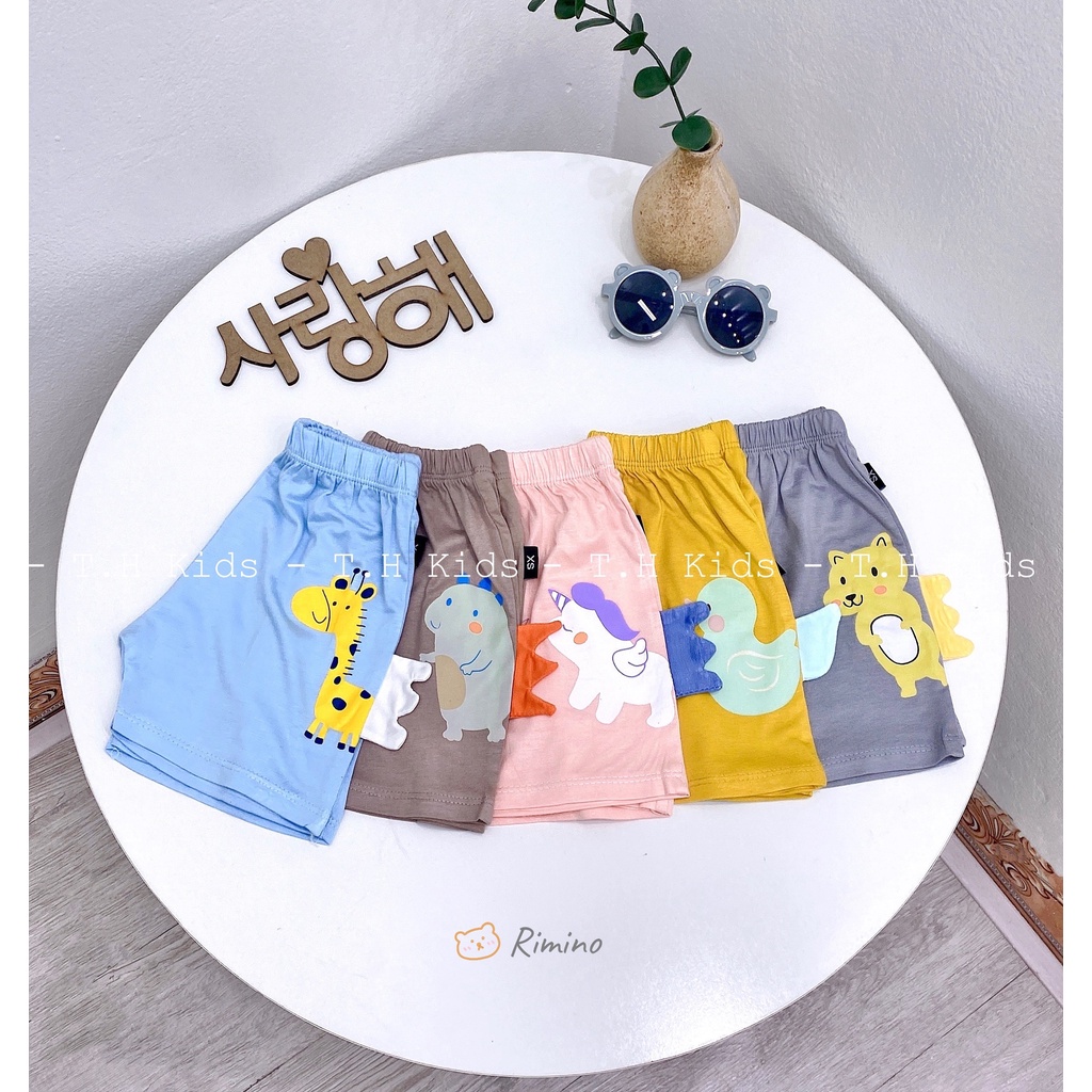 Quần đùi thun lạnh phối túi/họa tiết dễ thương cho bé Rimino