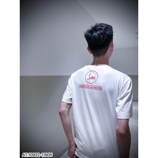 Áo thun nam nữ Louboutin chữ ngang ngực,áo phông cộc tay Louboutin chữ đỏ