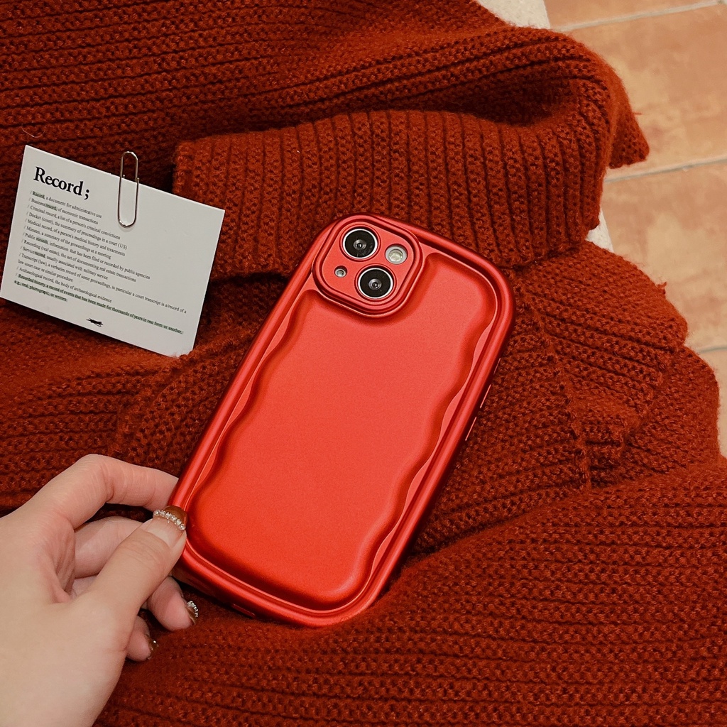 Ốp Điện Thoại Silicon TPU Mềm Màu Đỏ Trơn Bảo Vệ Ống Kính Máy Ảnh Cho iPhone 14 13 12 11 Pro Max14 Plus Xs XR