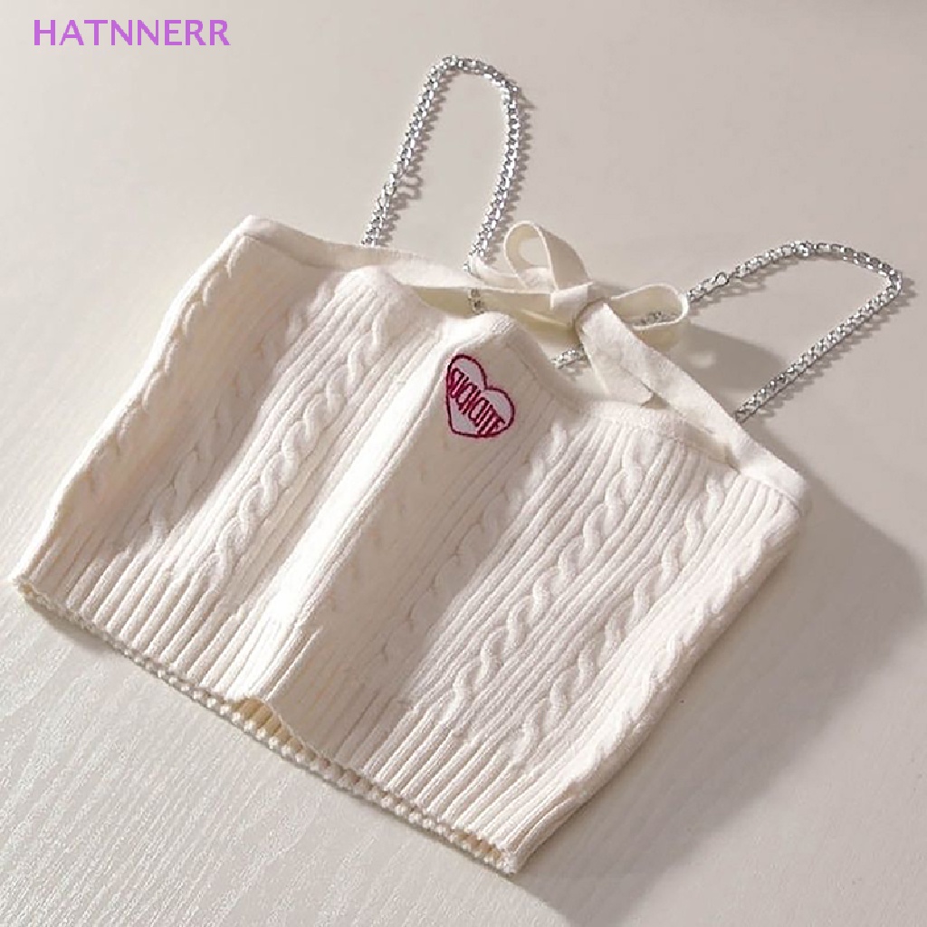 Áo Croptop Dệt Kim Không Tay Phối Dây Xích Kim Loại Gợi Cảm Mùa Hè FHS