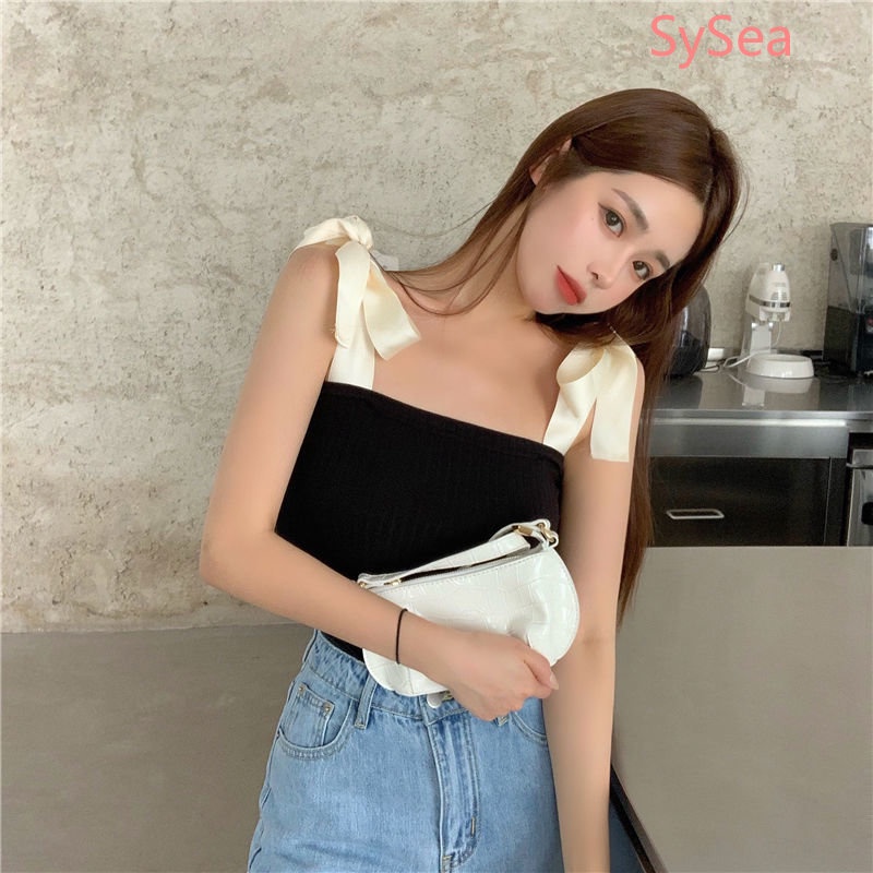 Áo Hai Dây Sát Nách Đính Nơ Quyến Rũ Cho Nữ