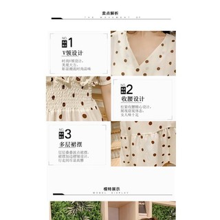 (Order) có bigsize  Đầm cổ V chun eo đuôi cá chấm bi