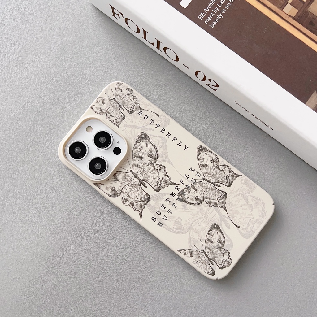 Ốp Điện Thoại PC Cứng Viền Tpu Họa Tiết Bươm Bướm Thời Trang Chống Rơi / Sốc Cho iPhone 14 13 12 11 Pro Max