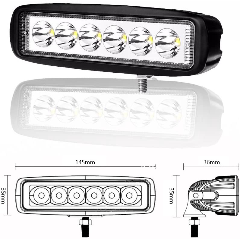 Đèn Led 6 Bóng 18W Siêu Sáng Chuyên Dụng Cho Xe Jeep Off Road SUV ATV Truck