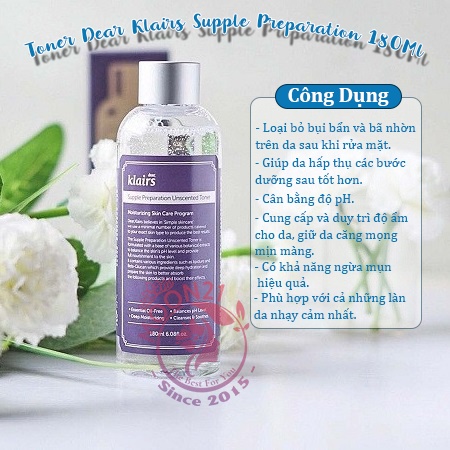 Toner Klairs Không Mùi MOON21 Nước Hoa Hồng Klairs Supple Preparation Unscented 180ml cho da nhạy cảm