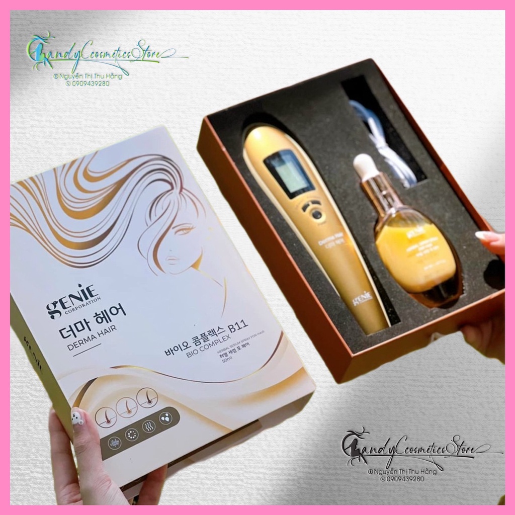 Lược Massage Kích Mọc Tóc Laser Demar Hair Kèm Serum Dưỡng Tóc Bio Complex B11 Genie
