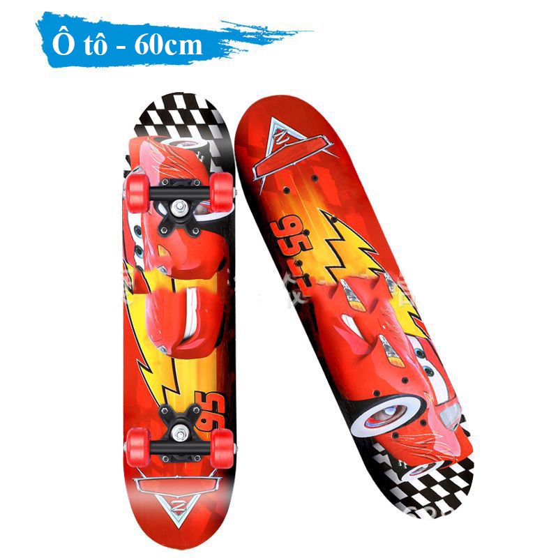 Ván Trượt Thế Thao Skateboard Hoạ Tiết Hoạt Hình Chất Liệu Gỗ Phong 7 Lớp Trục Kim Loại Tải Trọng 50kg