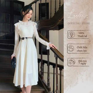Váy ren cổ bèo kem LeeGi Design