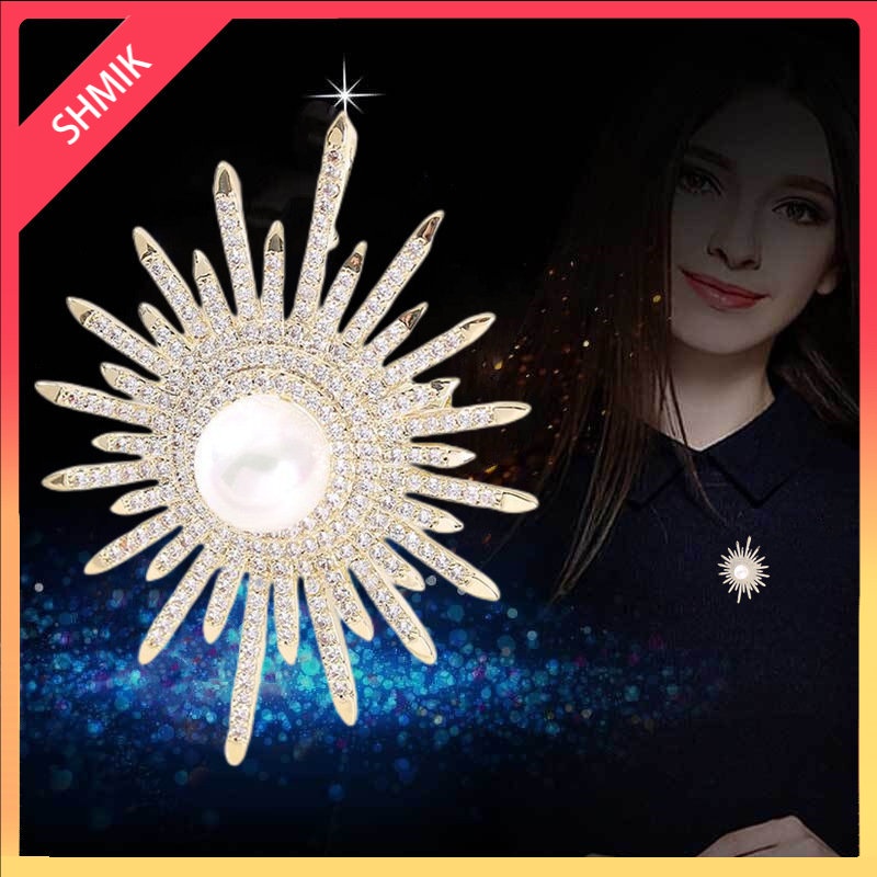 Ghim Cài Khăn Choàng Lụa Hình Hoa Hướng Dương Đính Kim Cương Toàn Diện Chống Đi Bộ