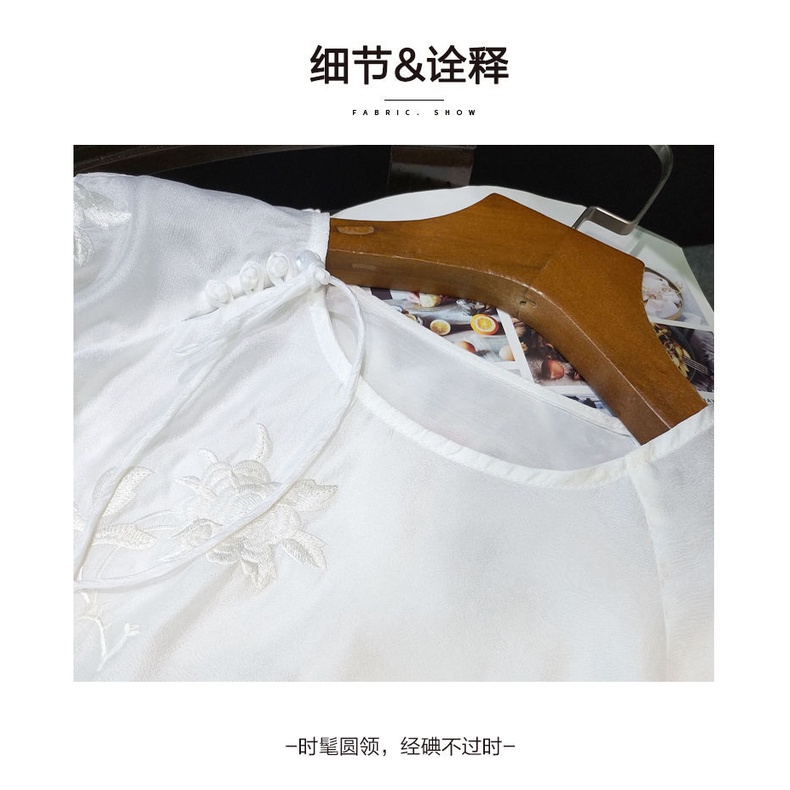 Áo Sơ Mi Trắng Cổ Tròn Thêu Họa Tiết Thời Trang Mùa Thu 2022 Cho Nữ