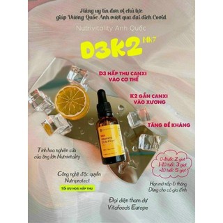 D3K2 nhỏ giọt Nutrivitality Anh