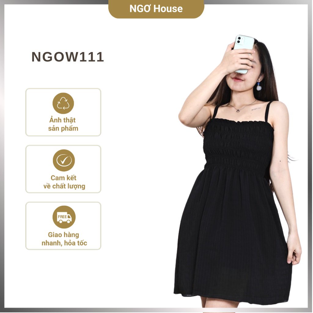 Váy 2 dây ôm body chun ngực dáng ngắn đi biển Serein Dress màu xanh nhạt