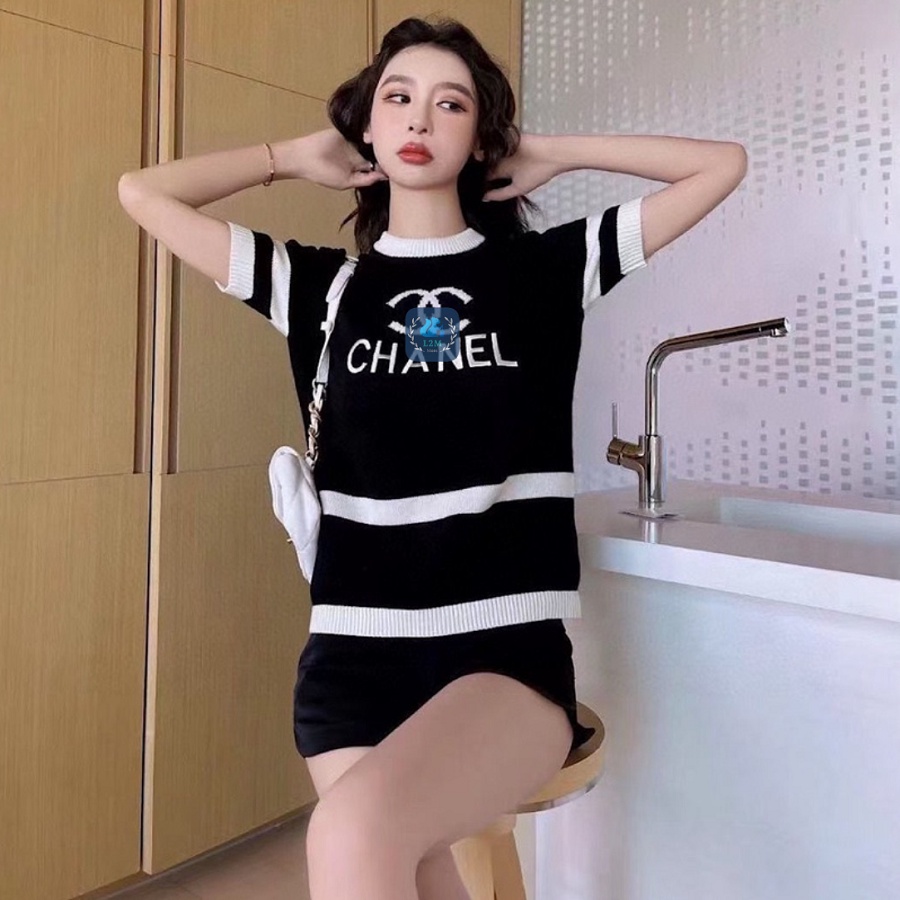 [L2M] Áo len Montoghi dệt kim IN CHỮ và LOGO PHỐI ĐƯỜNG NGANG sang trọng