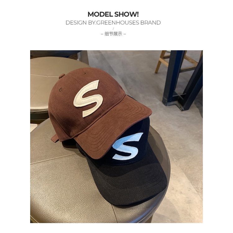 Mũ Lưỡi Trai Màu Đen Thêu Chữ S Phong Cách Thời Trang Dành Cho Nam Và Nữ