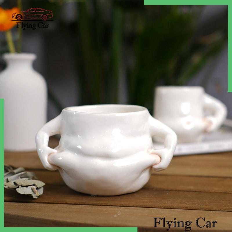 Cốc Uống Cà Phê Bằng Sứ Màu Trắng Có Tay Cầm Vui Nhộn Lzdjfmy2