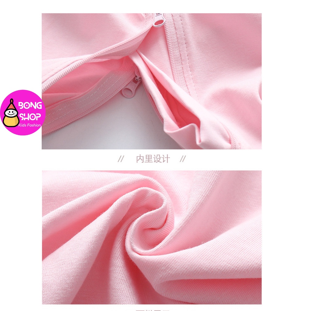 Túi ngủ cotton mỏng mùa hè tay cộc cho bé trai và gái