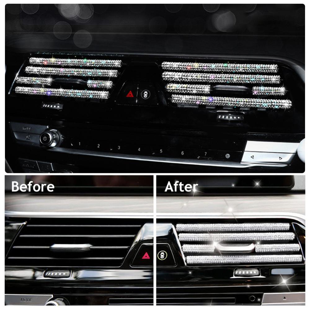 1 Miếng Dán Trang Trí Lỗ Thông Gió Xe Hơi Hình Chữ U Đính Đá M8W8