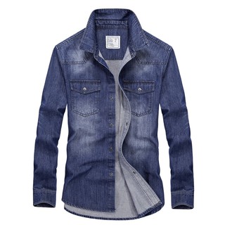 Áo sơ mi denim dài tay phong cách retro thời trang mùa thu dành cho nam 65j22