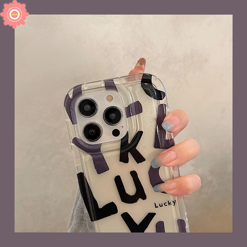 Ốp Điện Thoại TPU Dẻo Trong Suốt In Chữ Lucky Đơn Giản Cho iPhone 11 6 6S 7 8 Plus 14 13 12 Pro MAX XR X XS MAX 7plus 8plus
