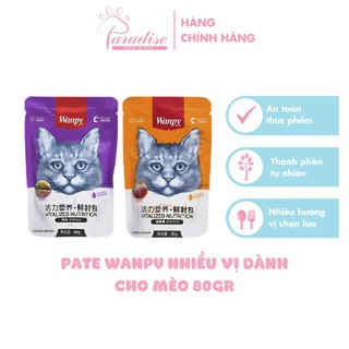 Pate wanpy dành cho mèo nuôi dưỡng lông và tăng cường hệ miễn dịch gói 80gr nhiều vị - paradise dog&cat