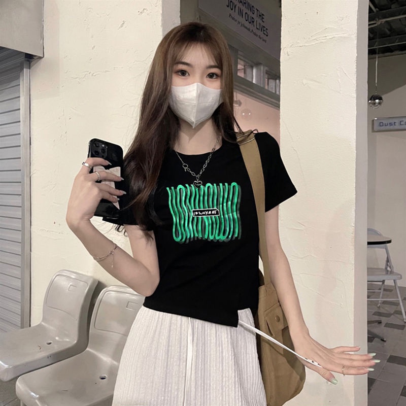 COZOK Áo Thun Tay Ngắn Dáng Ôm In Họa Tiết Thời Trang Mùa Hè