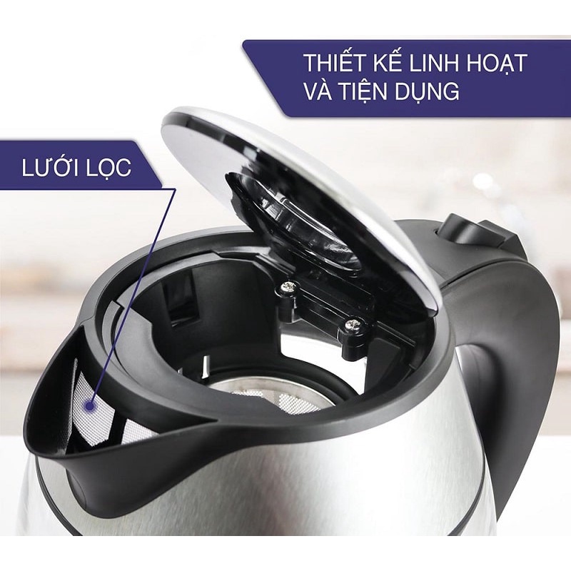 Ấm đun siêu tốc LEBENLANG LBE2662 Đức, bằng inox 1.7 lít, công suất 2200W