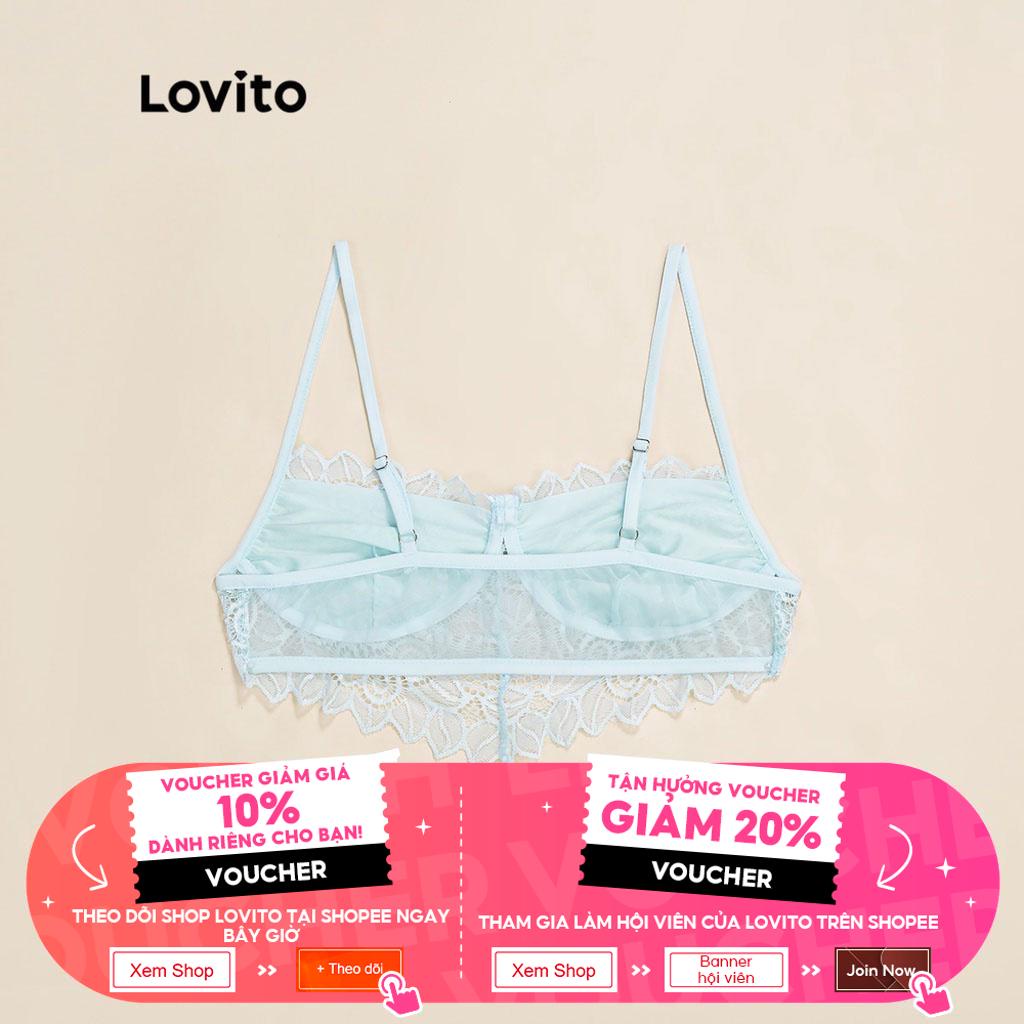 Đồ lót Lovito phối ren không có đệm ngực phong cách sexy L17X504 (Màu trắng / Màu xanh lam) | BigBuy360 - bigbuy360.vn