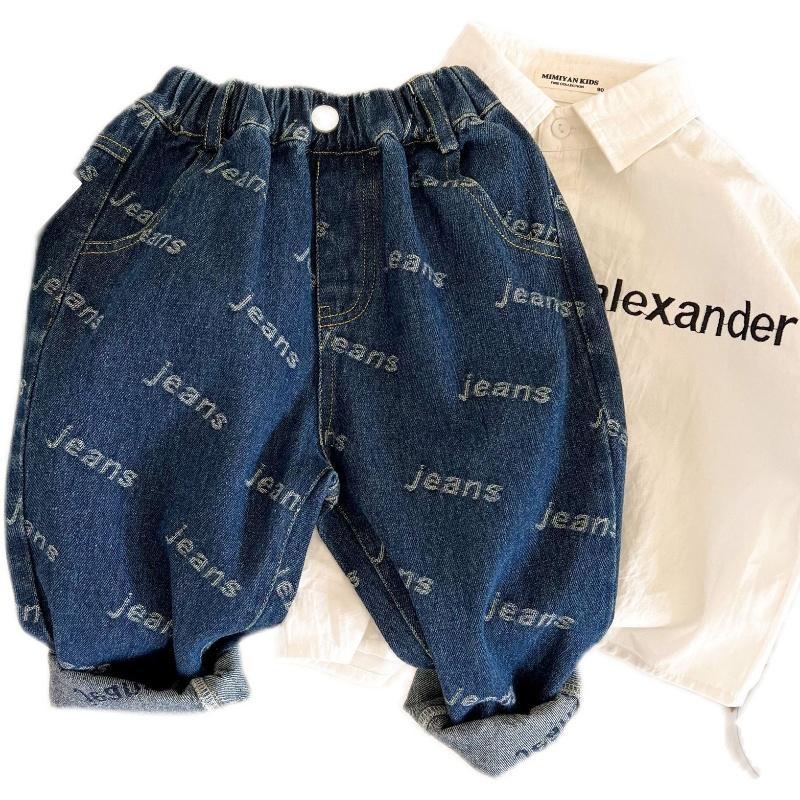 Hàng Mới Về Quần Jean Dài Mỏng Thoải Mái In Họa Tiết Thời Trang Xuân Thu Phong Cách Hàn Quốc Cho Bé Trai / Gái