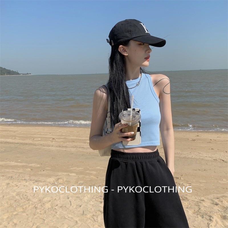 Áo croptop ba lỗ ngược trơn basic gợi cảm áo thun ba lỗ nữ kiểu cổ tròn sexy vải thun gân mềm mịn PYKO | BigBuy360 - bigbuy360.vn