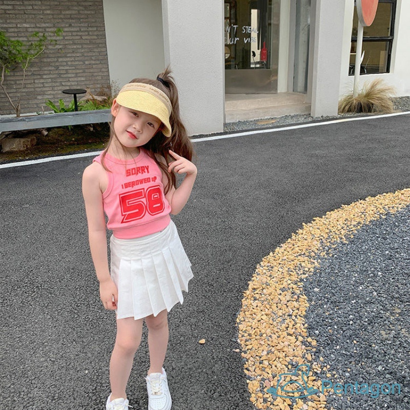 Áo Thun Sát Nách Màu Trơn In Chữ Thời Trang Mùa Hè Cho Bé Gái