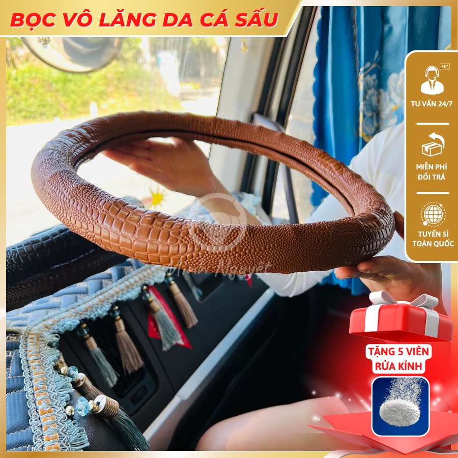 Bọc Vô lăng da cá sấu dành cho xe con, xe tải bền chắc, êm tay