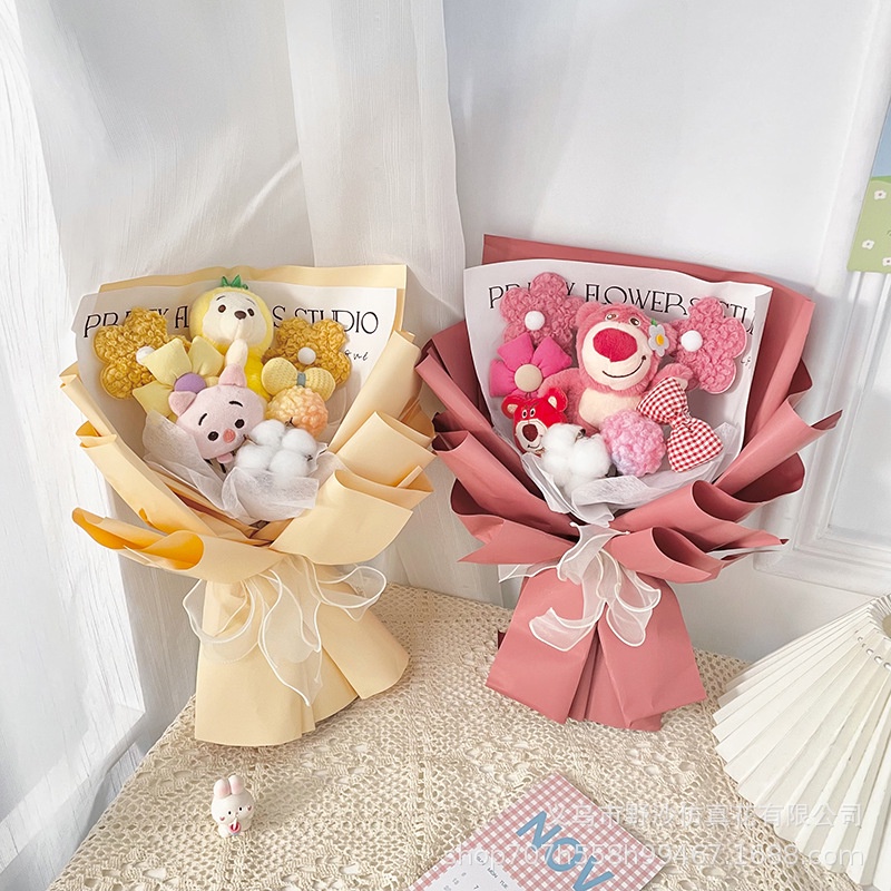 Bó hoa gấu dâu Hoạt hình Búp bê dễ thương Cô gái Quà tặng sinh nhật Quà tặng ngày lễ tình nhân