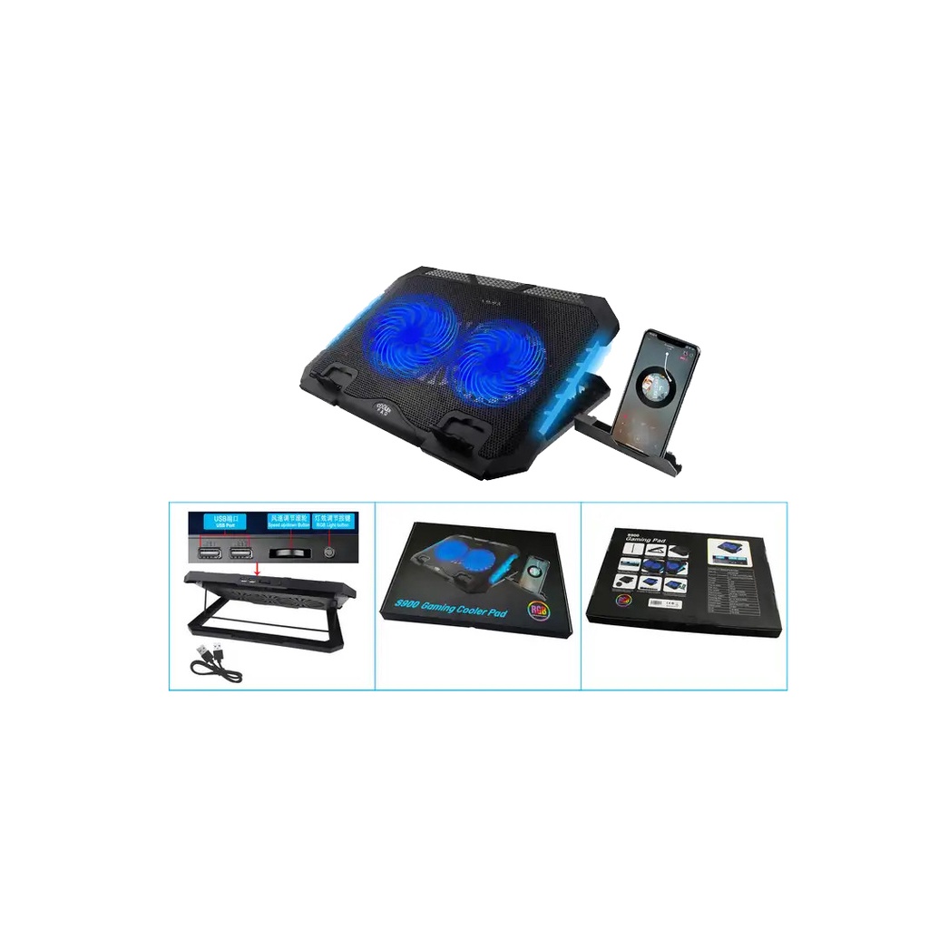 QUẠT TẢN NHIỆT DÙNG CHO LAPTOP S900 2 FAN RGB