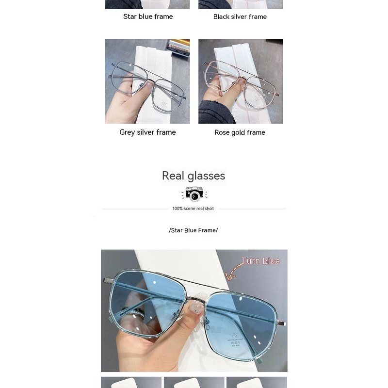 Kính Mát Gọng Lớn Hai Chùm Siêu Nhẹ Thay Đổi Màu Sắc Theo Phong Cách retro Cho Nam