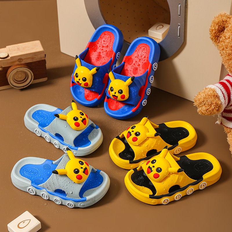 Dép lê cho bé FUHA, dép êm chân siêu nhẹ chống trượt hình pikachu nhiều màu sắc cho bé trai bé gái