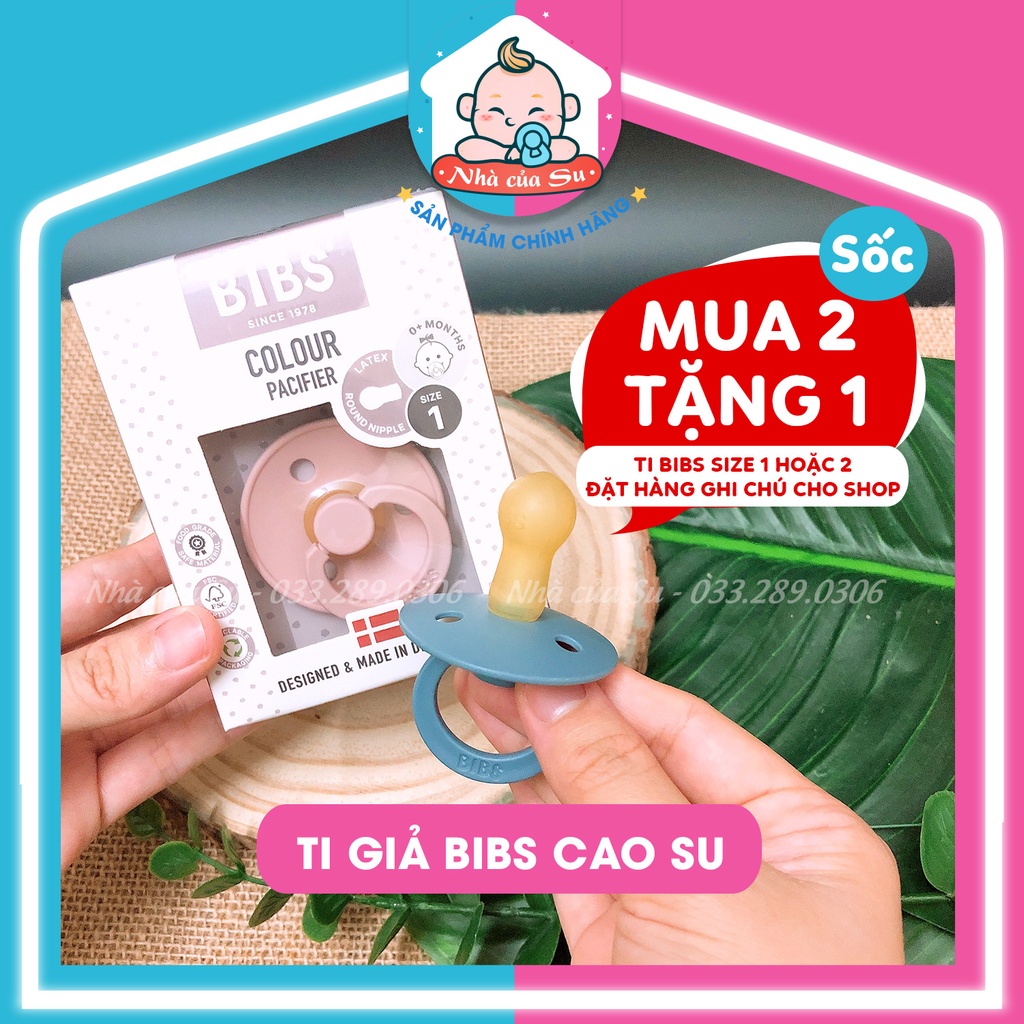 Ti giả BIBS Đan mạch cao su chính hãng tự nhiên tặng kèm nắp trứng Nhà của Su