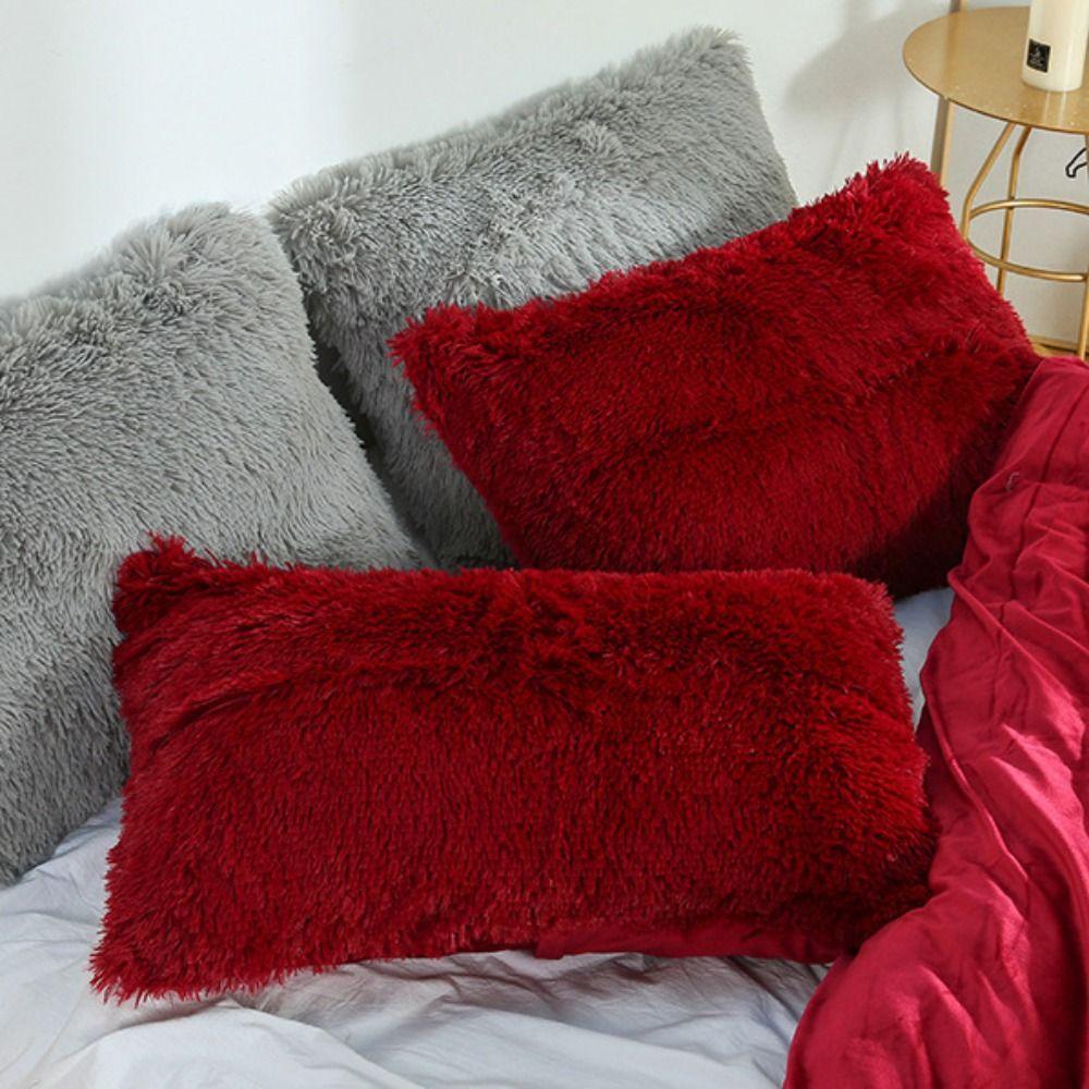 Vỏ Gối Sofa Màu Trơn Chất Liệu Lông Nhung Mềm Mại Xinh Xắn