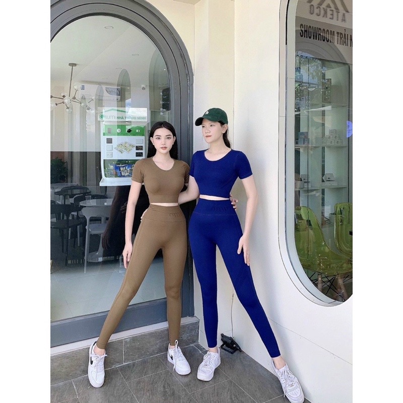 Đồ tập GYM YOGA dáng croptop+ quần lưng cao