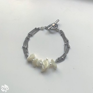 vanila ice cream bracelet / vòng tay sỏi trắng kem phối N Trai (1878)