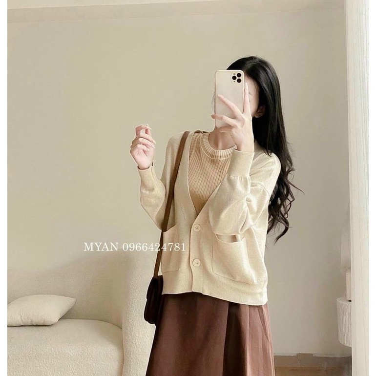 Áo khoác len cardigan hai túi siêu xinh!