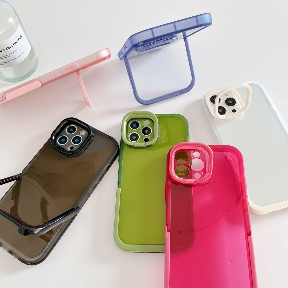 Ốp Điện Thoại TPU Mềm Màu Trơn Tích Hợp Giá Đỡ Kiểu Dáng Sang Trọng Dành Cho IPhone 13 12 11 Pro Max